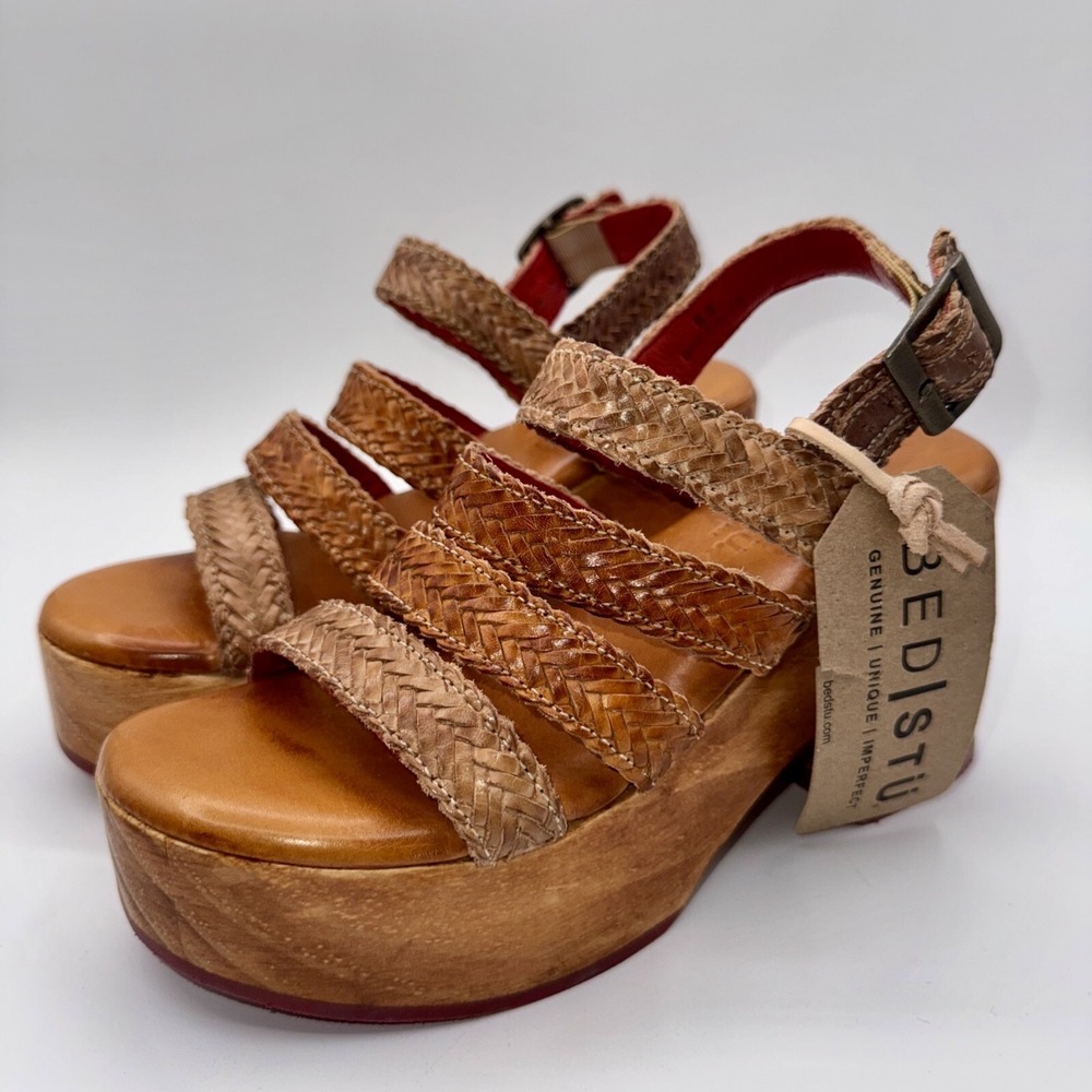 Bed Stu Voicing Braided Platform Sandals Women's Size 6 Brown Leather